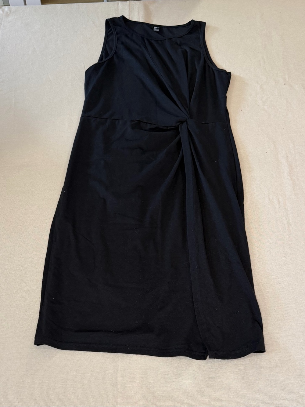 SHEIN Black Sleeveless Twist-Front Midi Dress